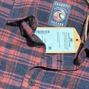 Faherty Men's Nazare Flannel in SOFT Porto Covo Plaid XL NWT red blue
